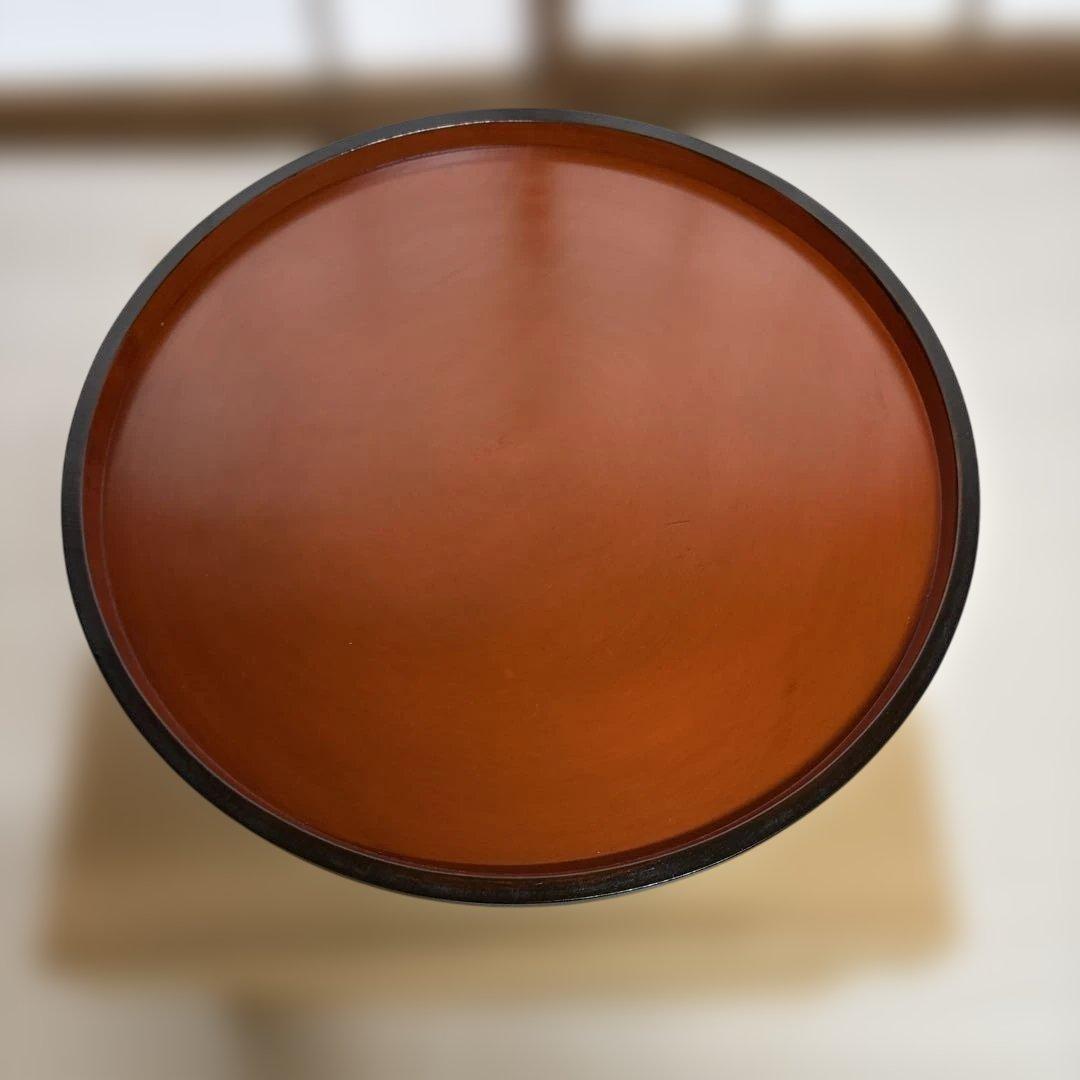 漆工房　大島　天然木　うるし塗　高脚卓盆 ④