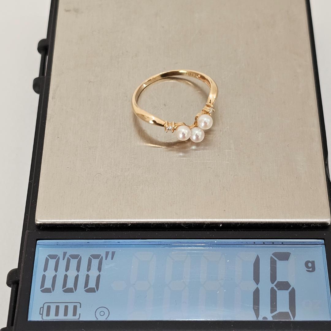 1984 タサキパールダイヤリングK18YGイエローゴールド14.5号3.4mm