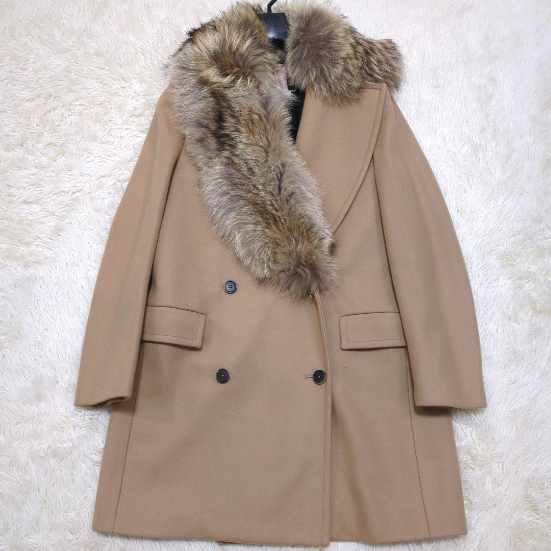 ✨極美品✨ 定価26万 MSGM ダブルチェスターコート ファー付き ベージュ