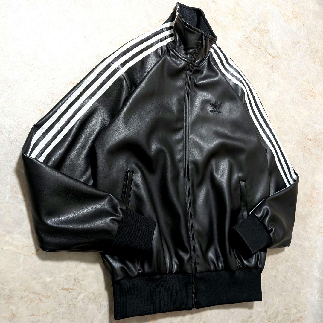 超希少☆極美品 アディダス フェイクレザージャケット 黒白 L