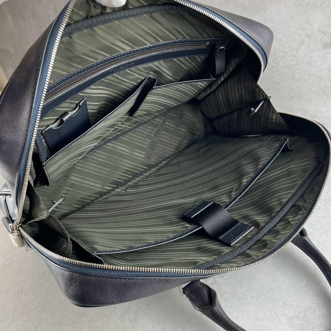 【美品✨】FUJITAKA 2way レザー ビジネスバッグ オーブ ネイビー
