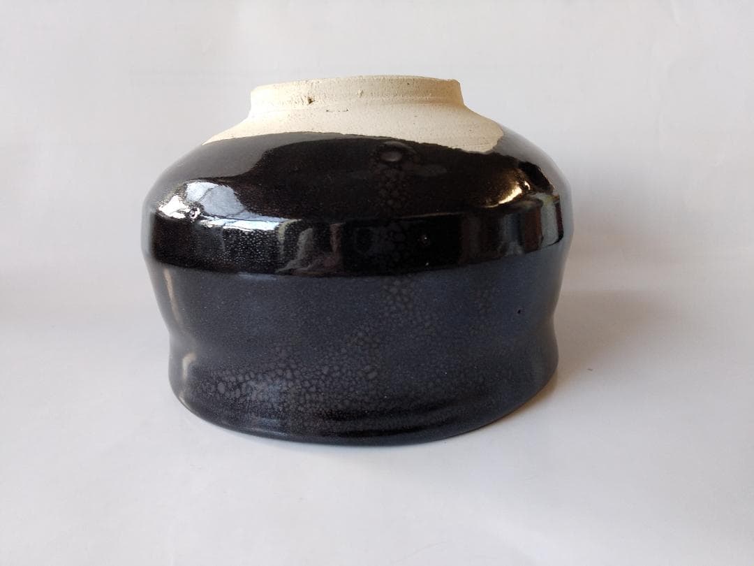 渋沢三久 作 黒釉 茶碗 共箱 共布 茶道具 茶器 抹茶碗 新品 未使用 保管品
