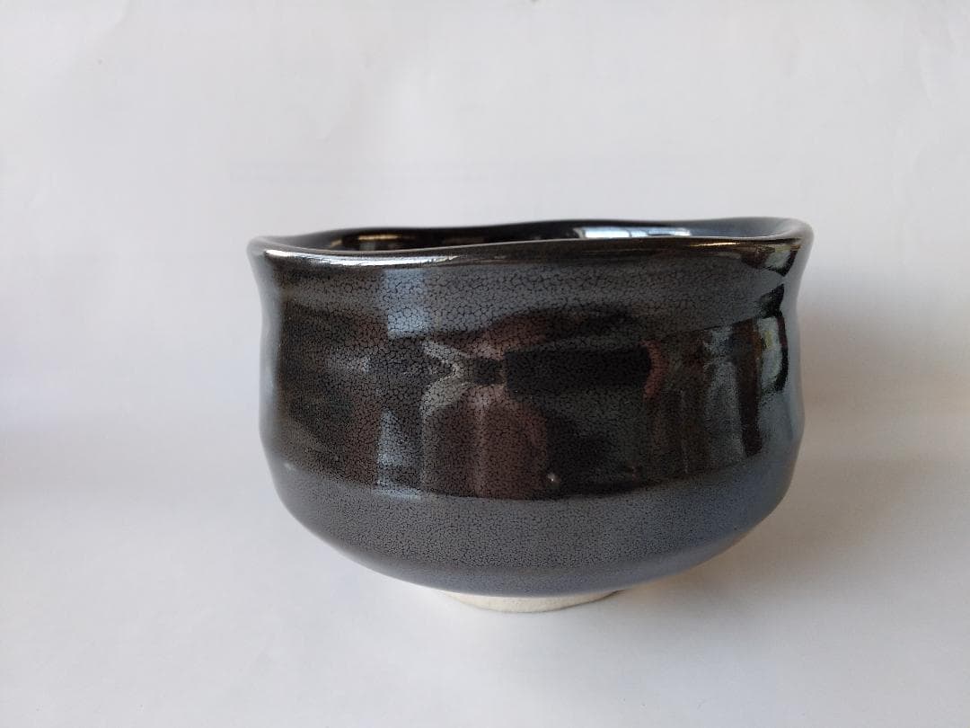 渋沢三久 作 黒釉 茶碗 共箱 共布 茶道具 茶器 抹茶碗 新品 未使用 保管品