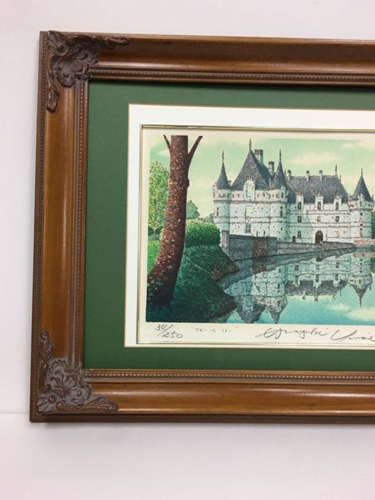 作者不詳作 木版画 風景画 額装仕立て マット付