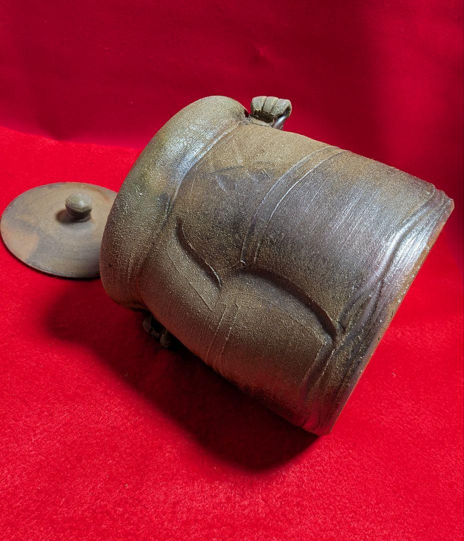 備前/茶道具/見附文雄 耳付水指/水指p 日本茶/備前焼 工芸品/茶道 水指