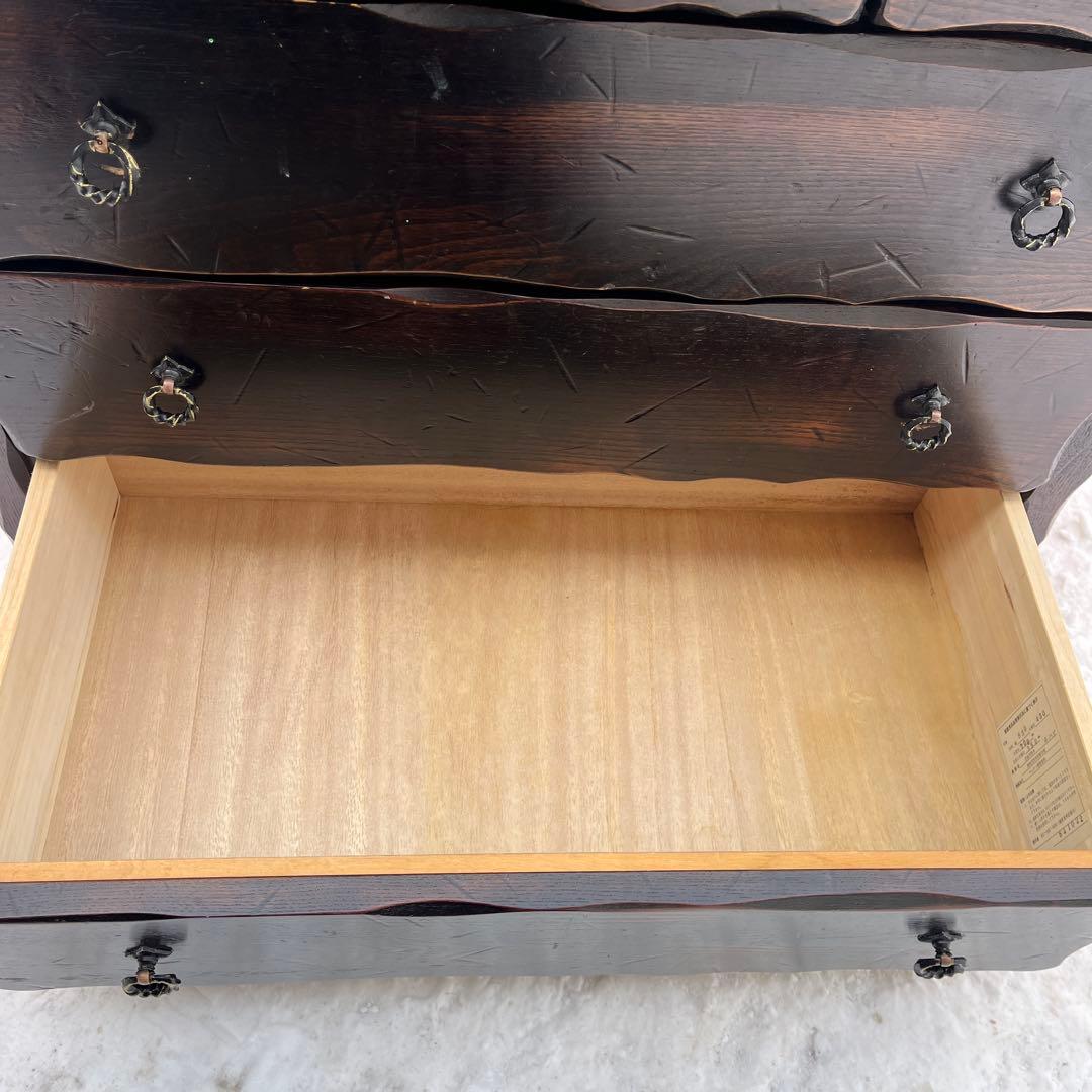 表面キハダ材】レトロ 4段 箪笥 ハセガワ製 アンティーク調 収納家具