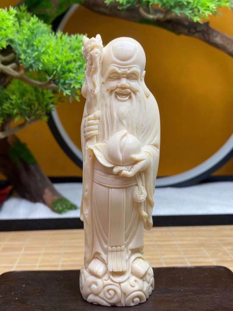 中国 手作り 寿老人 マンモス