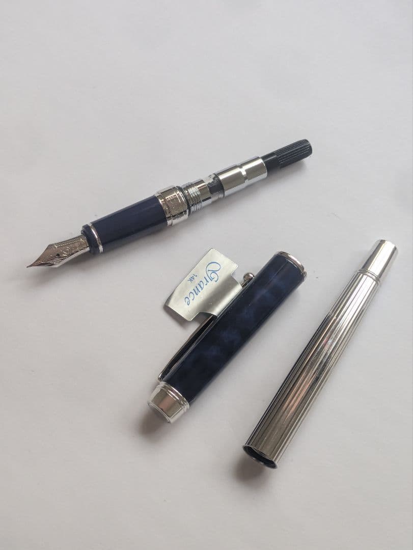 パイロット グランセ ロジウム＆マーブル 万年筆 細字 ブルー