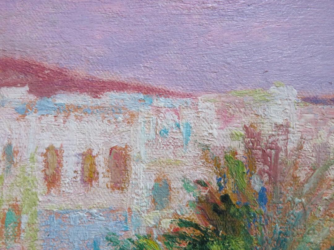 ◆ 畑中克仁　「ギリシャ（ミコノス島）」　油彩F4号　 真作保証 ◆