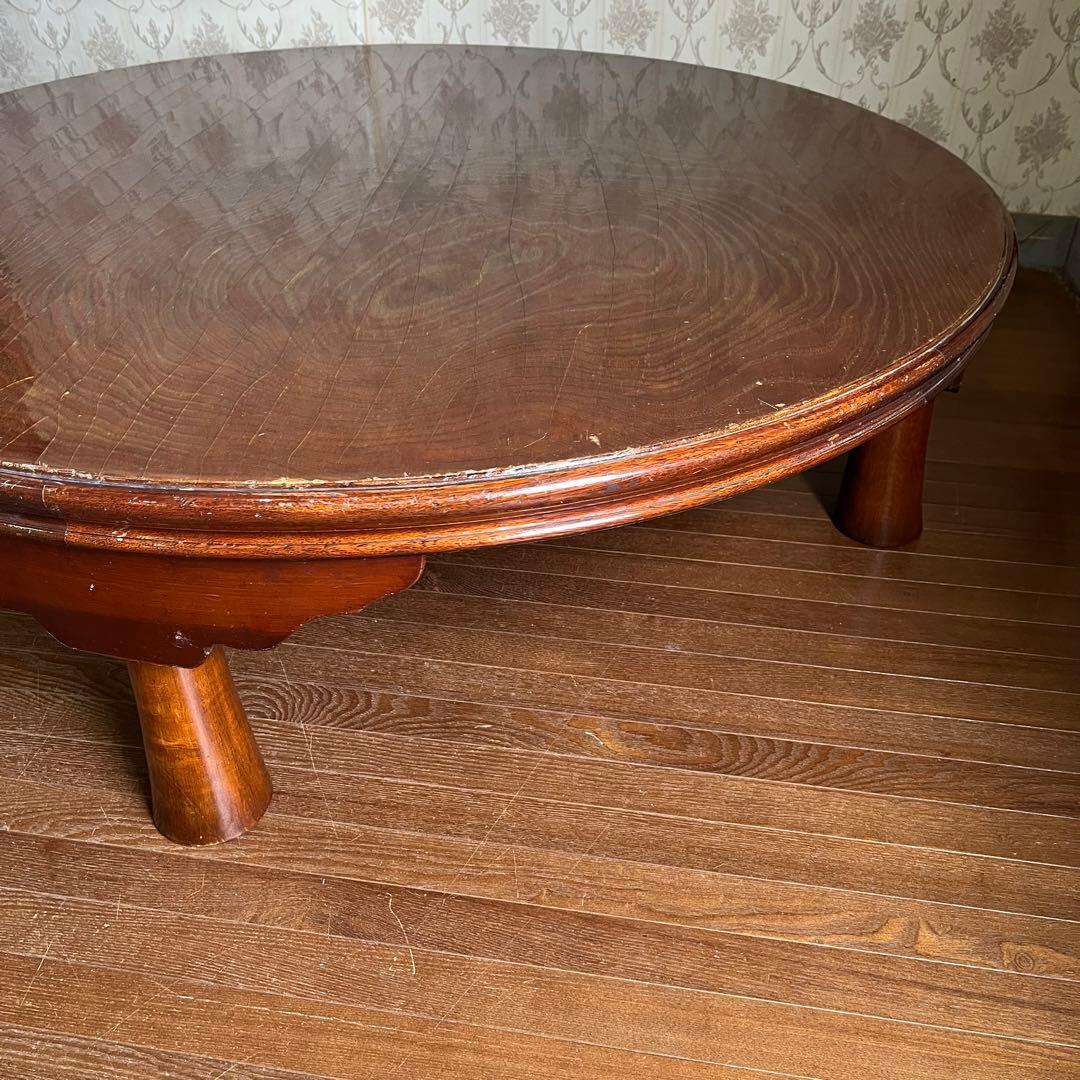 アンティーク】木製 折り畳み座卓 センターテーブル ちゃぶ台 円卓 古