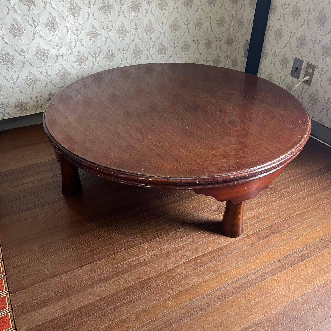 アンティーク】木製 折り畳み座卓 センターテーブル ちゃぶ台 円卓 古