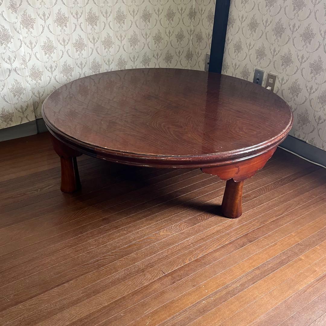 アンティーク】木製 折り畳み座卓 センターテーブル ちゃぶ台 円卓 古