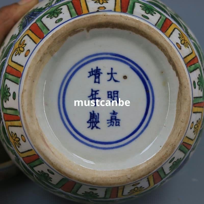 青花五彩雲竜紋茶蓋壺 景徳鎮 陶磁器 装飾品 現代工芸品