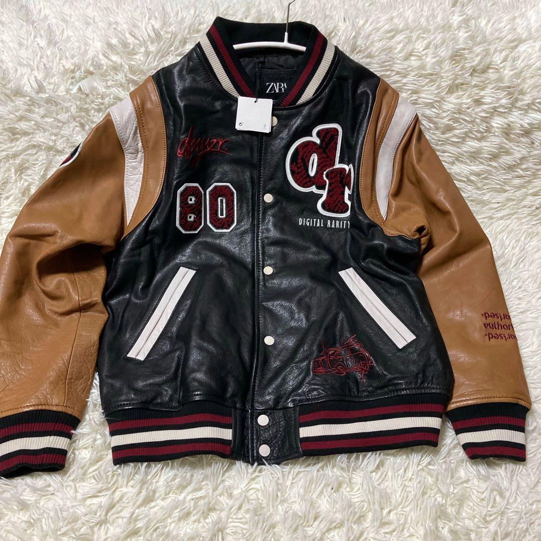 ZARA レザーボンバージャケット ザラ レザースタジャン クワガタ