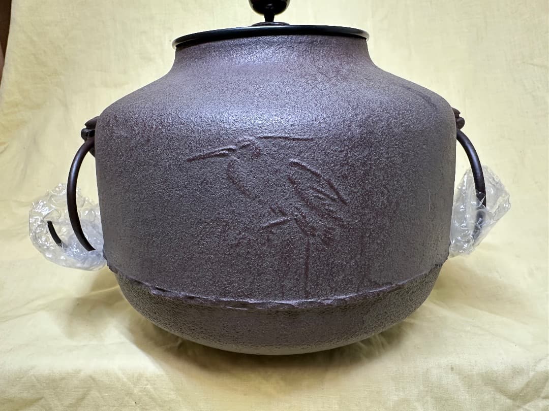 釜師 菊地政光作 炉釜・ 鶴雲釜（唐銅摘） - メルカリ