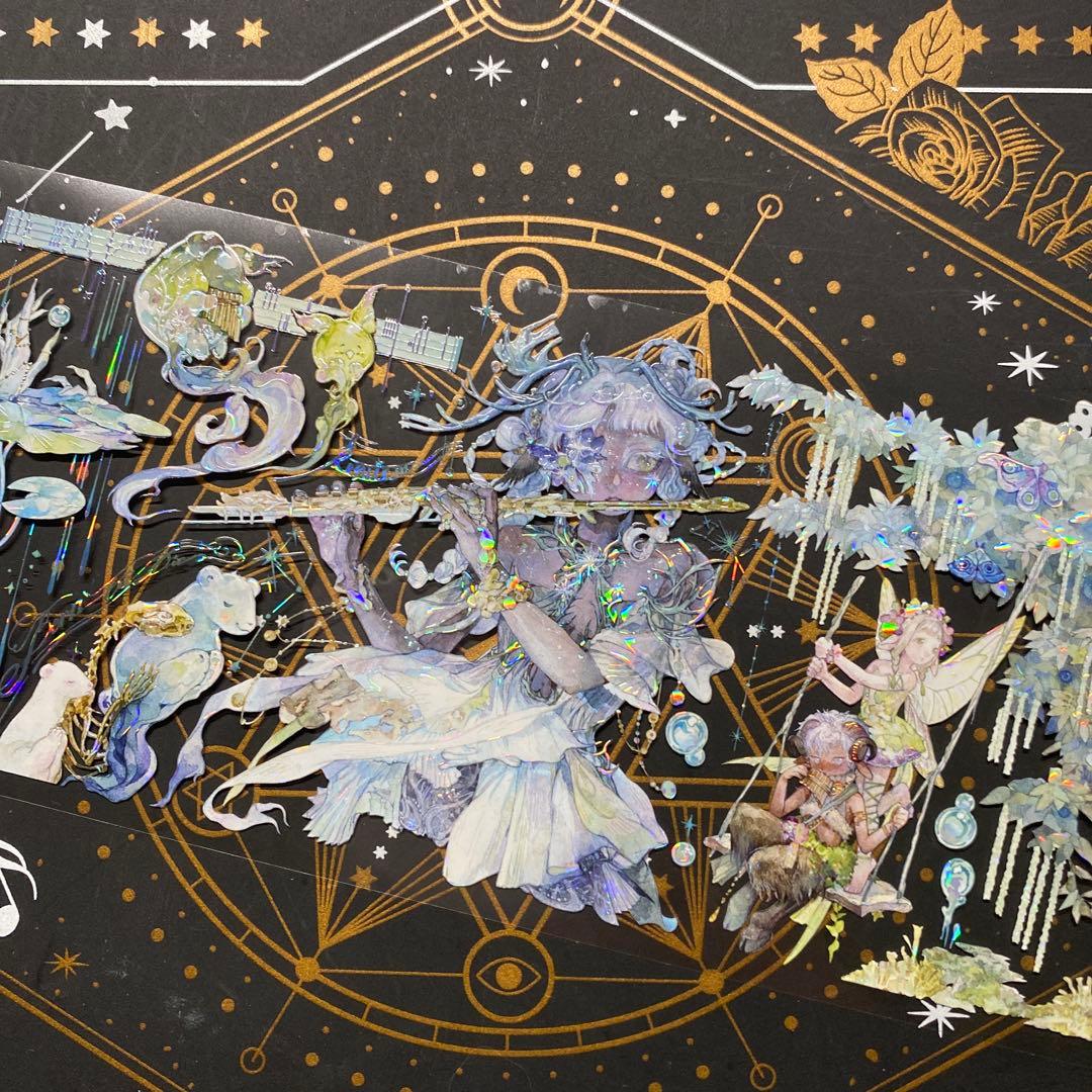 9192】海外 マステ 中古巻貝殻光マスキングテープ 人物 自然 生物 装飾