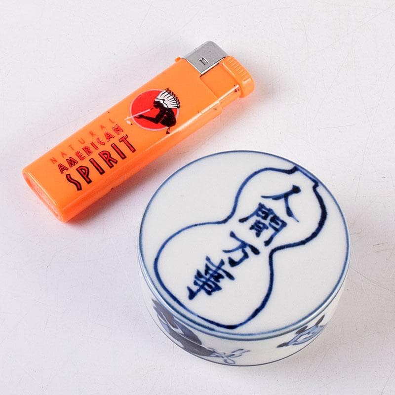 茶道具 清閑寺窯造 染付 人間万事 香合 共箱 V 8369