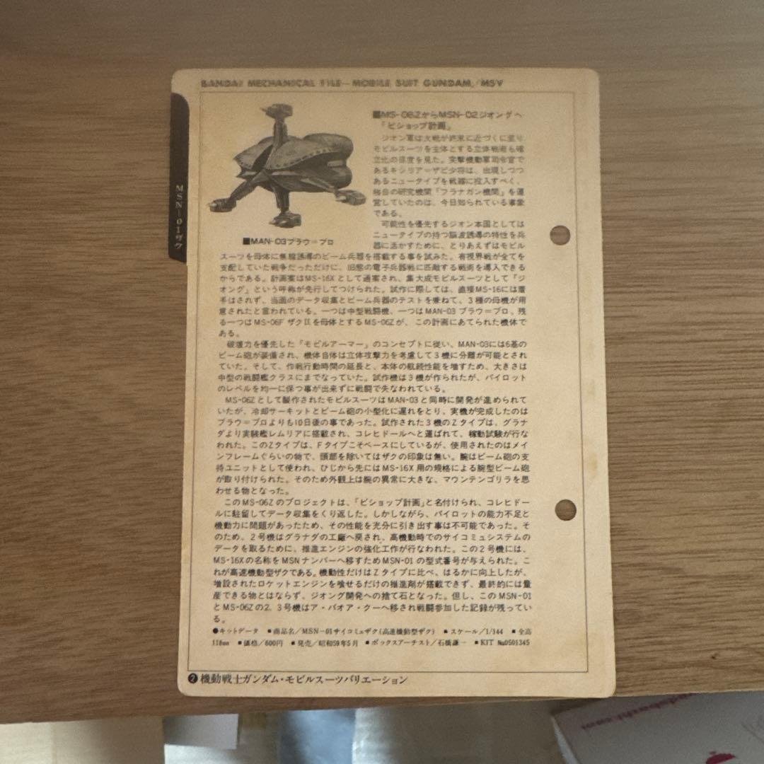 【未開封】MSN-01 サイコミュ・システム・ザク 旧バンダイ ガンプラ MSV