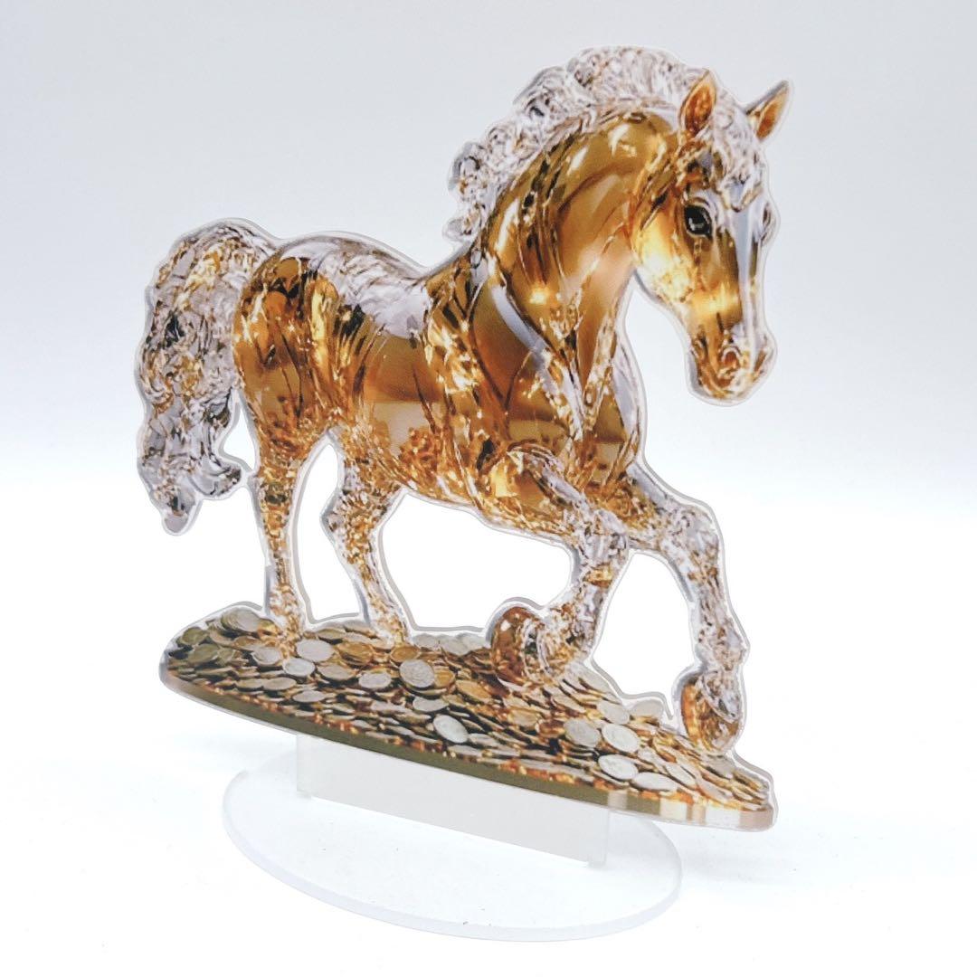 金運 干支 馬 ウマ 金運 御利益 アクリル製金色馬の置物 - メルカリ
