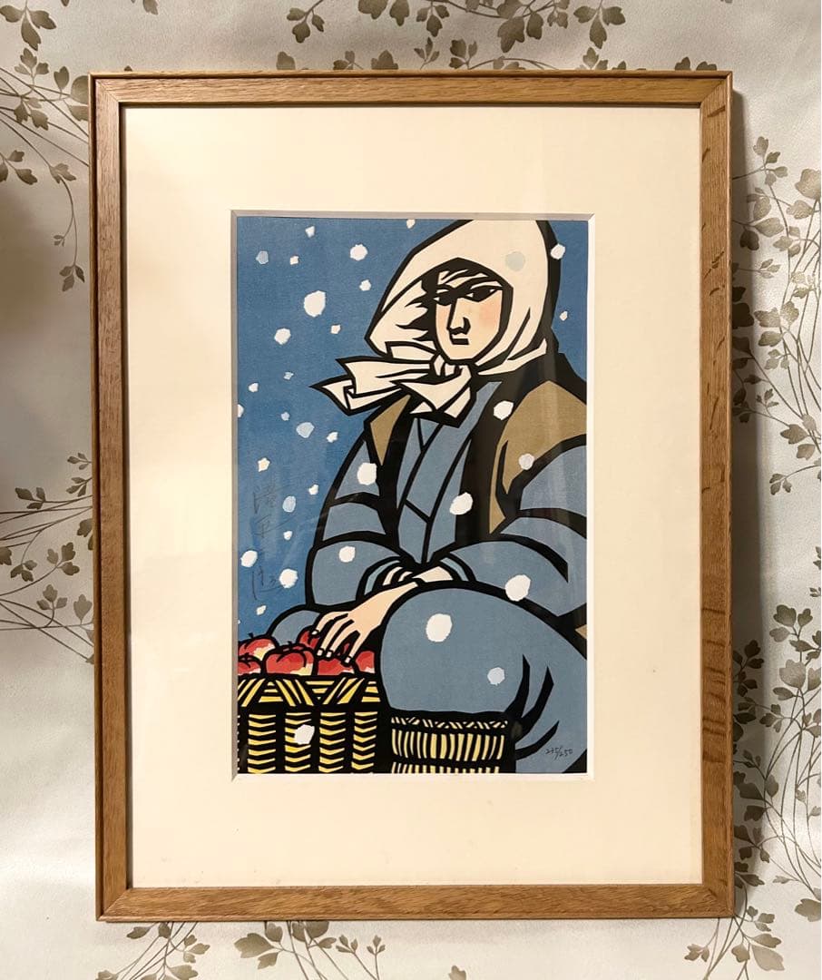 滝平二郎 木版画 北の人 限定250 直筆サイン入り 額 版画 切り絵 切絵 滝平二郎 木版画 北の人 限定250 直筆サイン入り 額 版画 切り絵 切絵