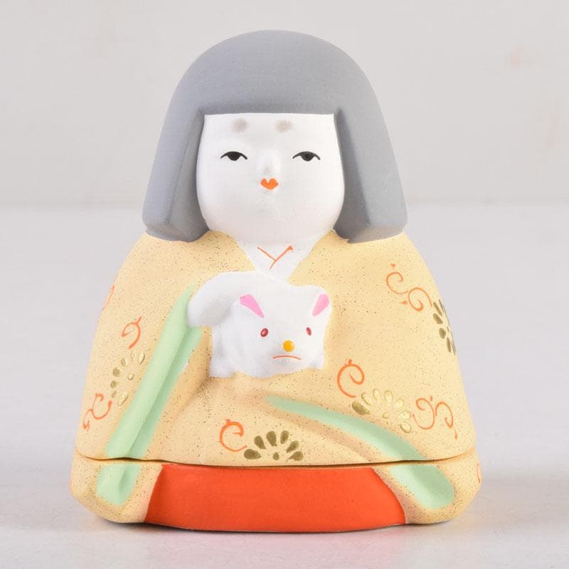 茶道具京焼東哉製色絵抱兎香合共箱V8461