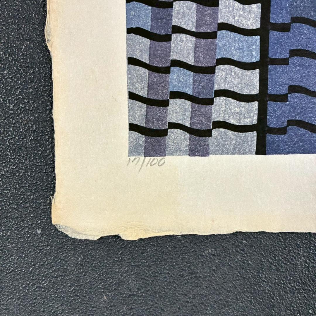 クリフトン・カーフ「ROOF TILES 屋根瓦」木版画 直筆サイン入 '84