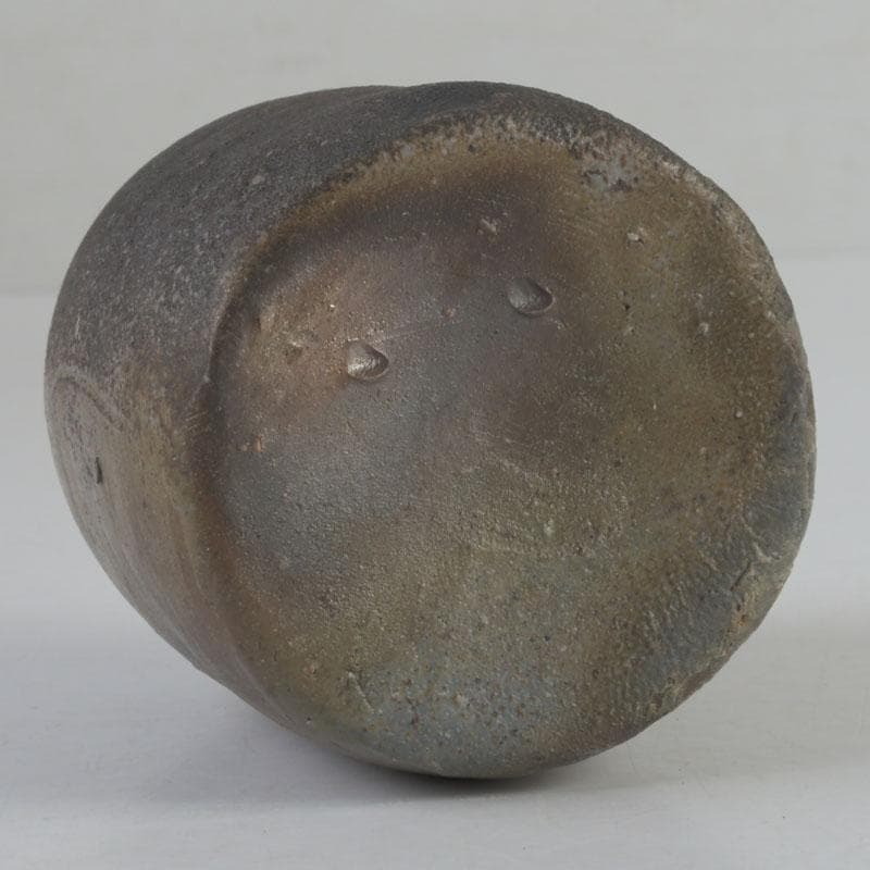 茶道具 備前焼 伊勢崎紳作 肩衝茶入 仕覆二点付 共箱 C