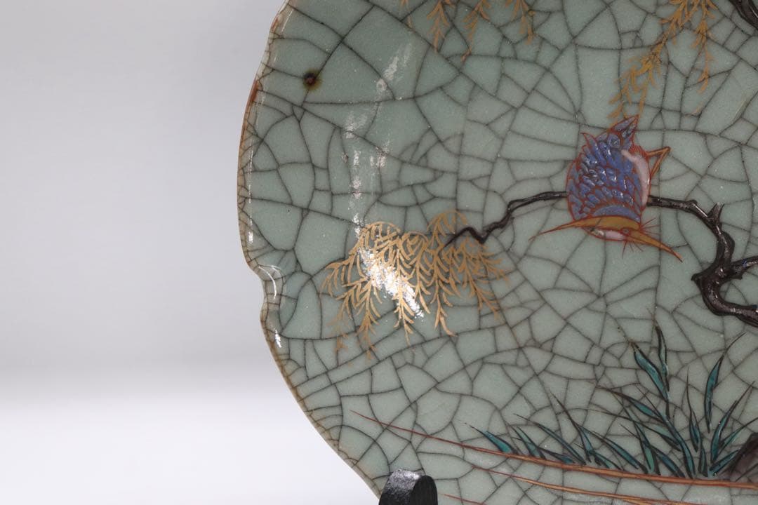 時代 ヒビ焼 水鳥紋大皿 アンティーク 送料込み250927の通販はau PAY