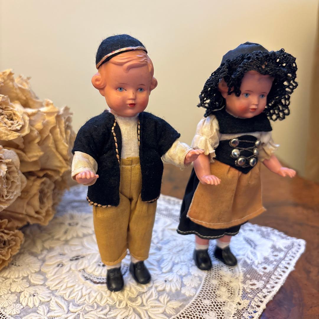 ☆セルロイド人形☆フランス ヴィンテージドール ミニョネット 男女セット