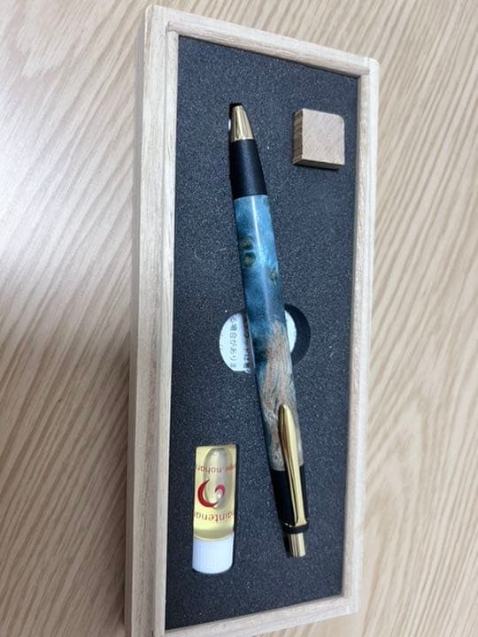 野原工芸スタビライズマーブルウッド(青) スリムボールペン 安い