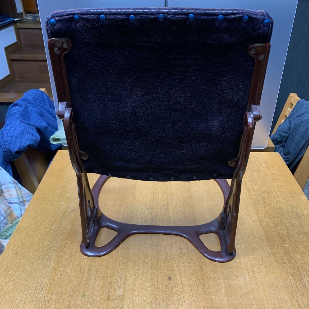 アンティーク座椅子、昭和初期、かすりの座布団付き 美術品