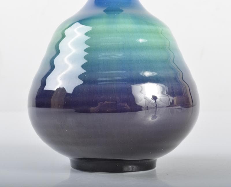 九谷焼 人間国宝 三代八十吉 徳田正彦作 彩釉 花入 共箱