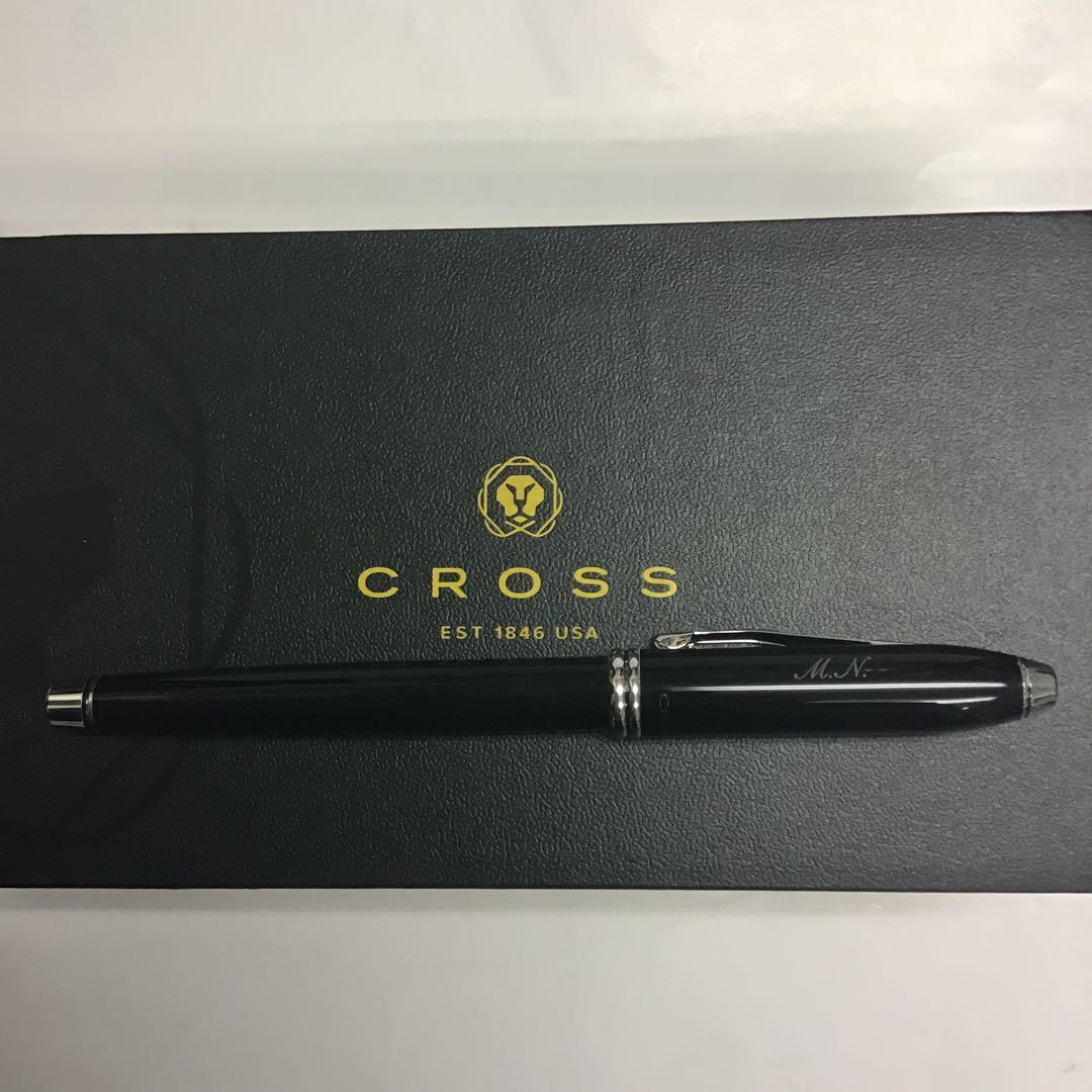 CROSS クロス　タウンゼントブラックラッカー　18金ペンM万年筆　ネーム入