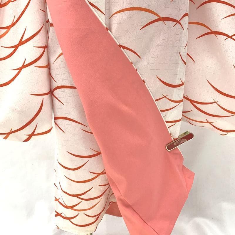 ■411ag104,着物とお小物類■七五三 七歳 女児 着物 芝草 白 ■美品u