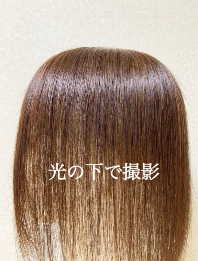 人毛100% ヘアピース　ブラウン28 シルクスキン　総手植え引き抜き　前髪なし