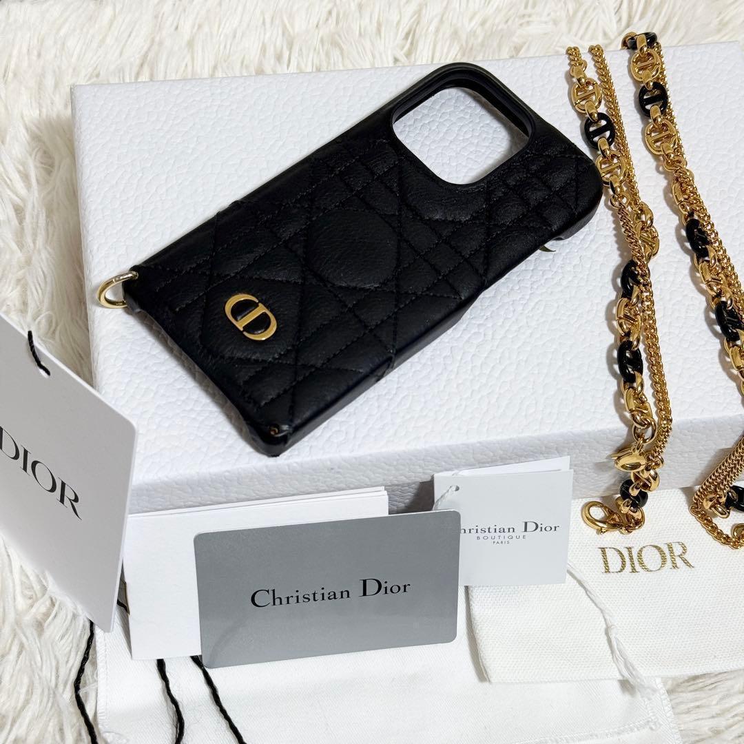 美品】Dior iPhone14pro ゴールドチェーン レディディオール