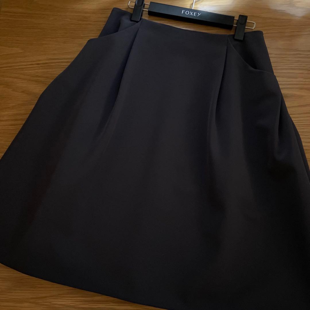 ♡美品♡ FOXEY 希少 42 イリプスフレアー スカート グレー