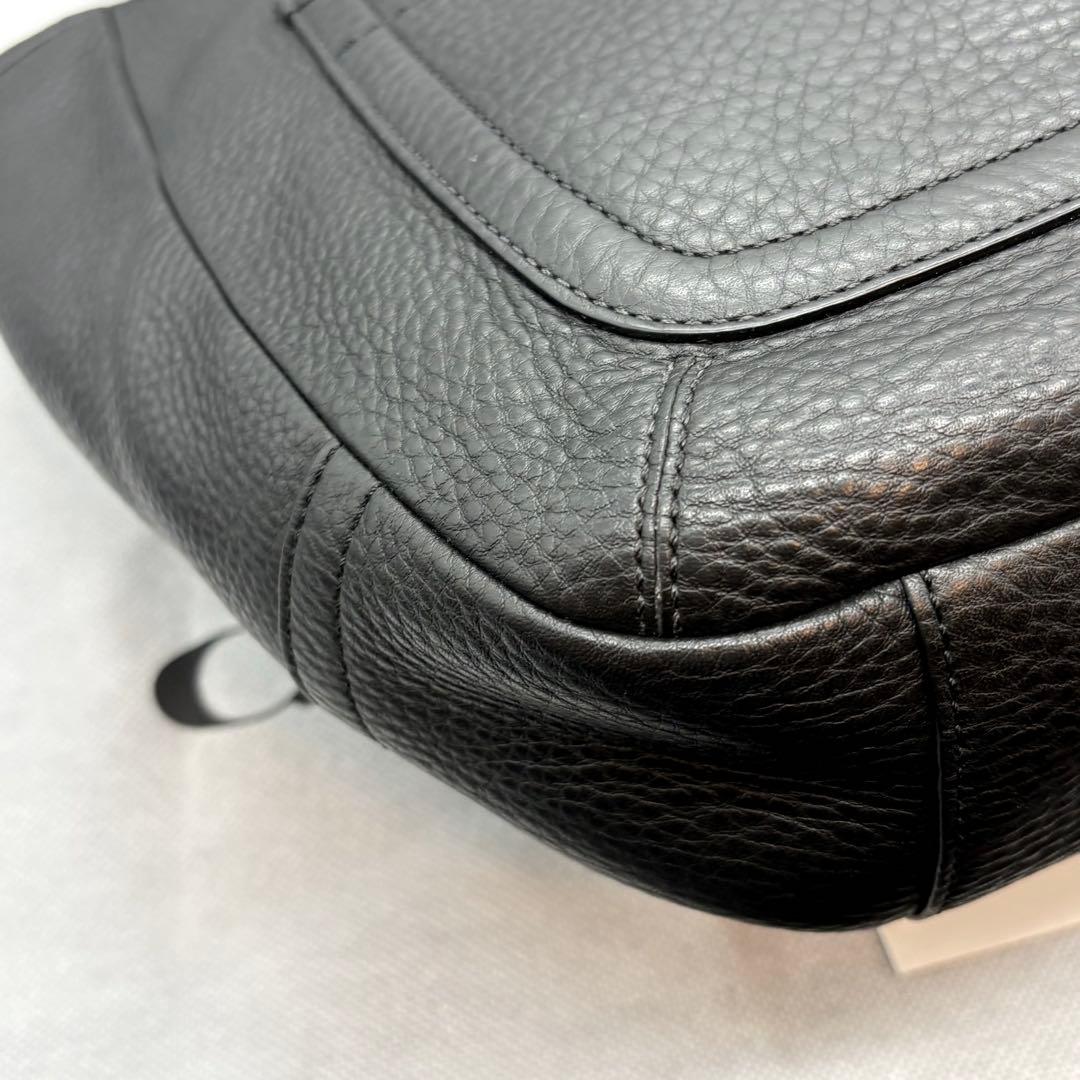 未使用級　COACH ワンショルダーバッグ シボ革 ブラック ゴールド金具