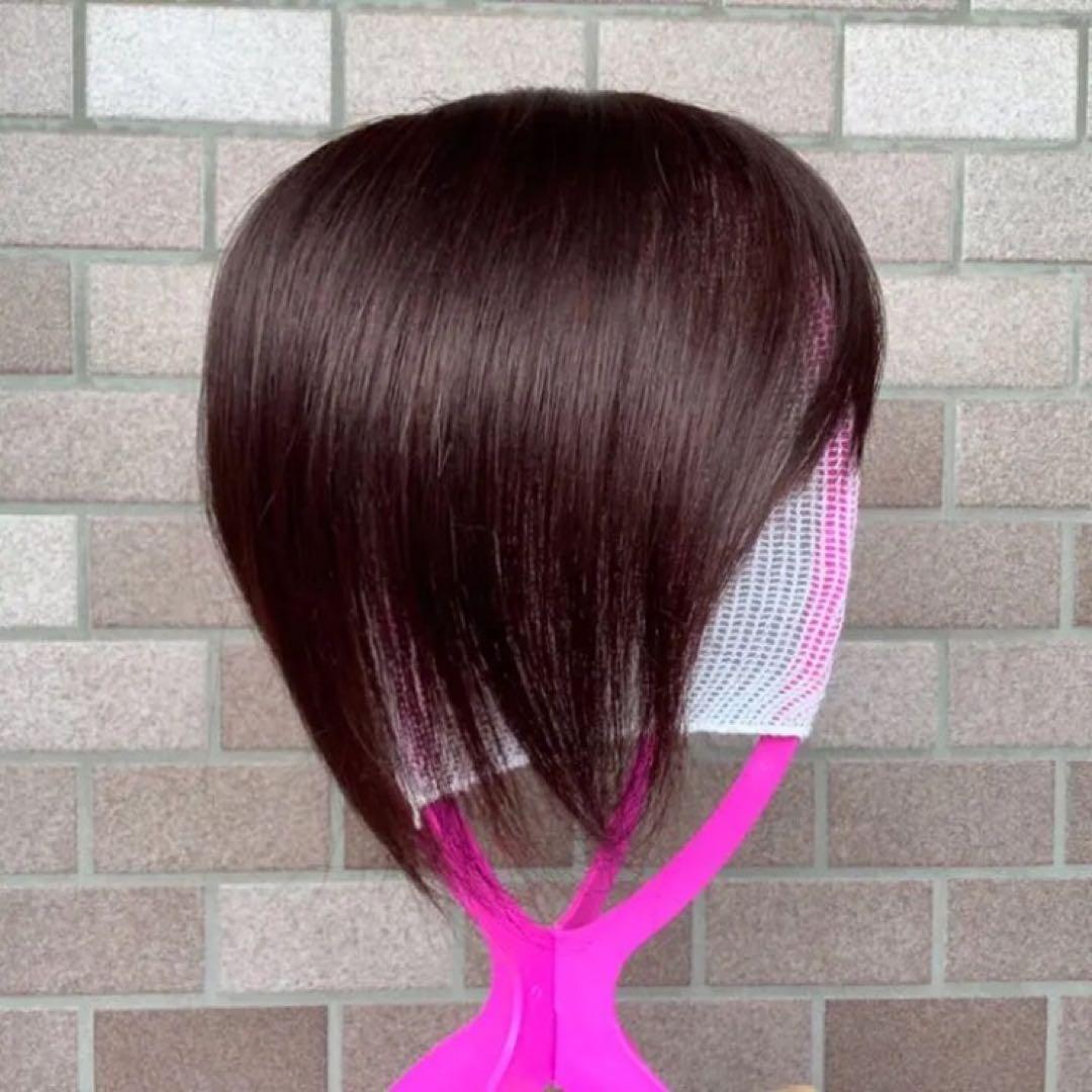 人毛100% 総手植 医療用 部分ウィッグ ヘアピース ダークブラウン