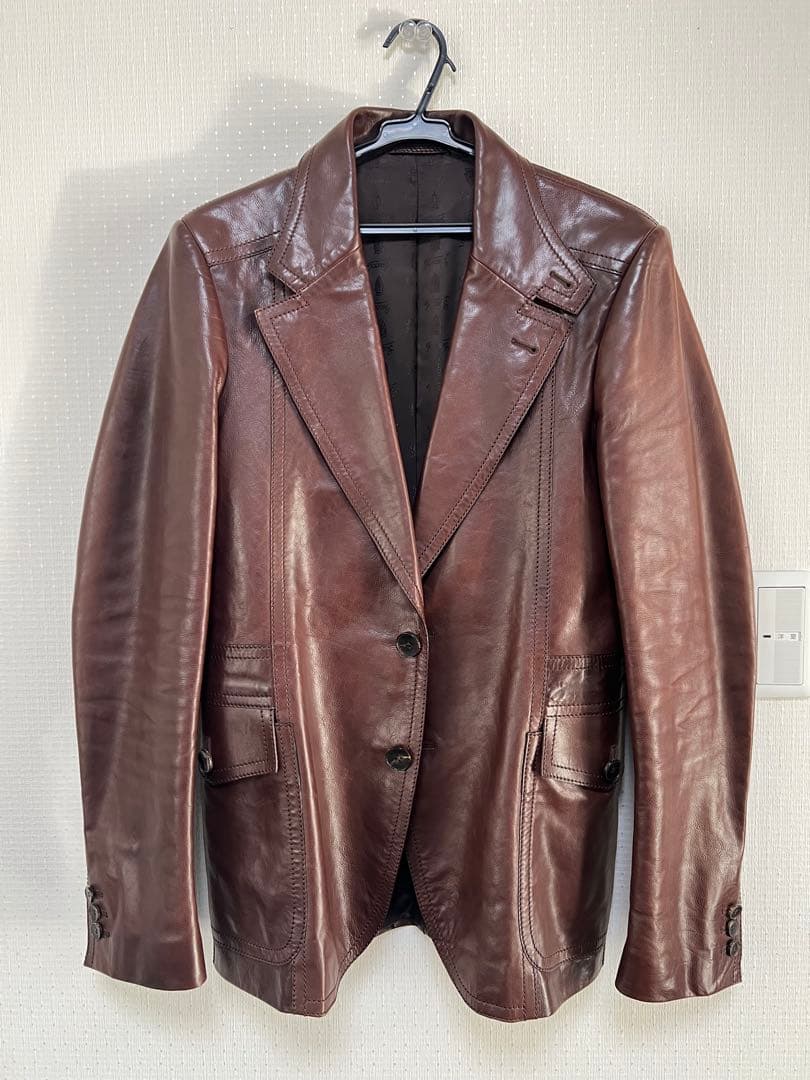 ssx2673 様GUCCI ブラウンレザーシングルライダースジャケット