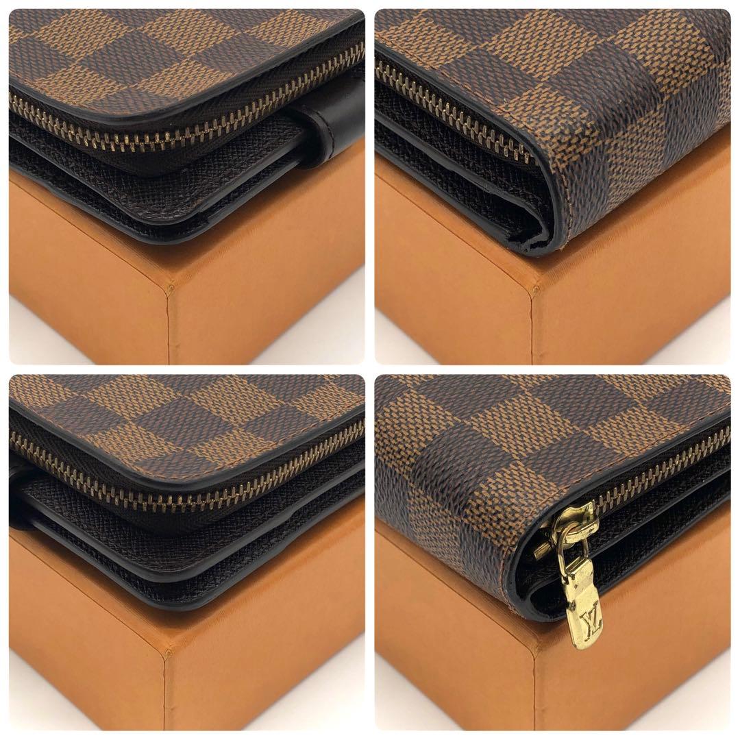 ルイヴィトン ダミエ コンパクトジップ 二つ折り財布 ブラウン