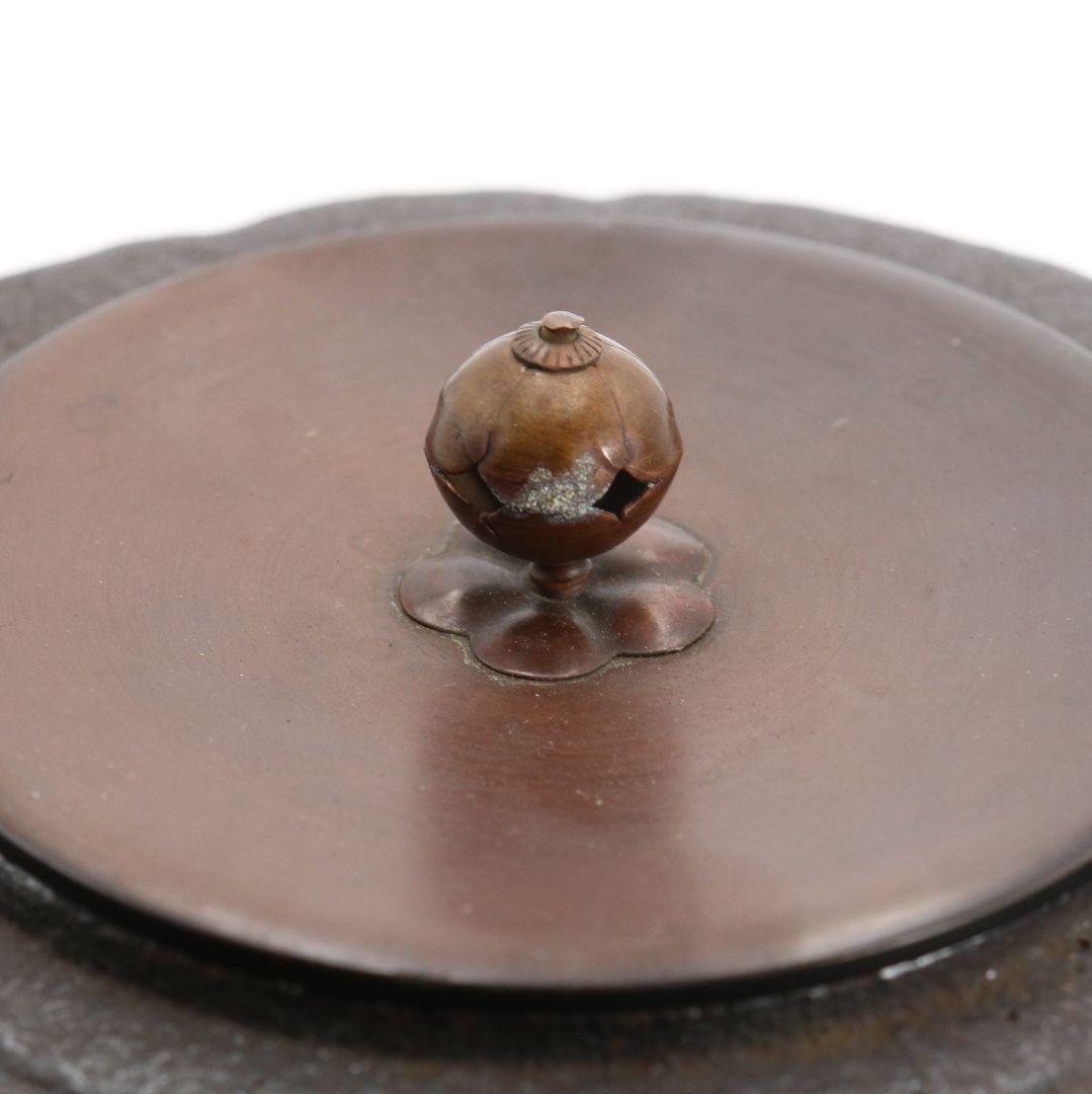 十三代 宮崎寒雉造 竹文筒釜 裏千家十四代淡々斎書付 共箱 茶道具　SW296