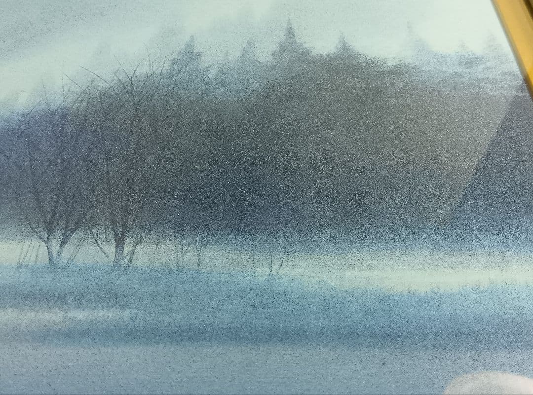 河本 正 風景画 『冬日』 額入り 日本画