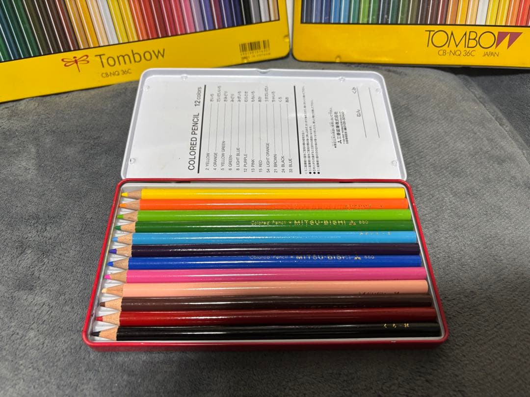 Tombow 36色 色鉛筆 & 12色 ジェルハイライター　画材道具まとめ売り