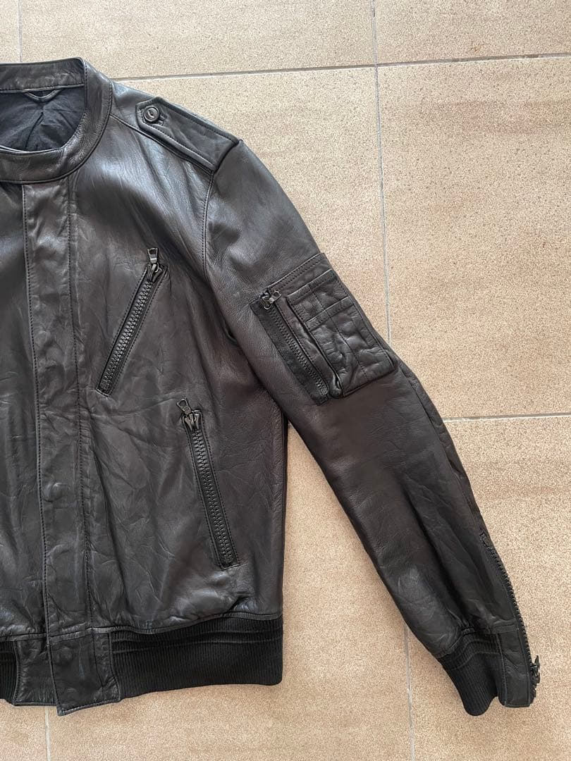 ブラックレザージャケット シングルライダース ATTACHMENTサイズ3