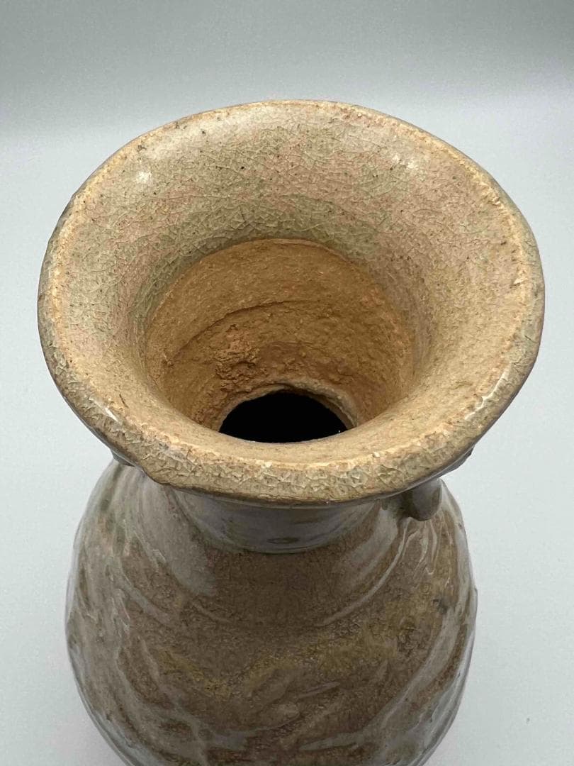 北宋時代 青白磁刻花龍文双耳瓶 景徳鎮 影青 唐