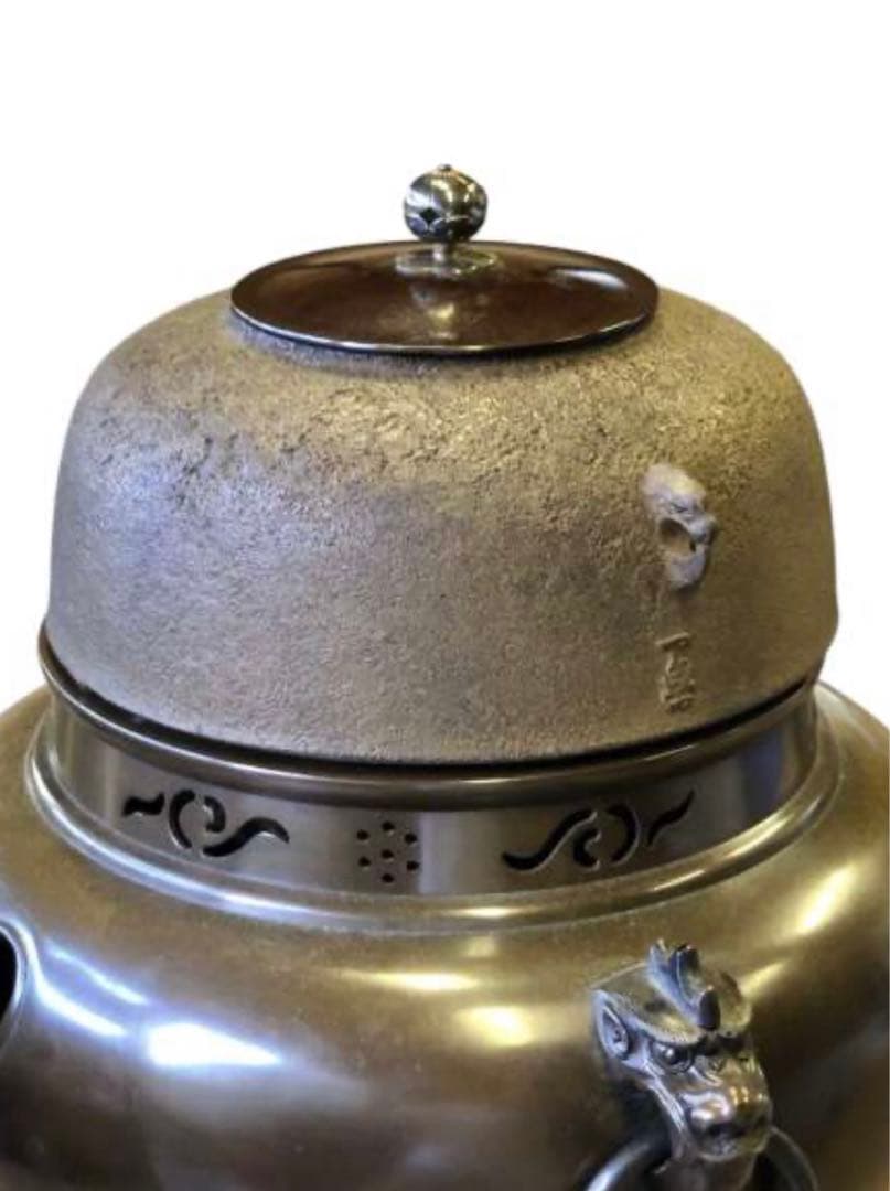 釜師 木村一無作 銀摘 共箱『唐銅鬼面風炉』茶道具/鉄瓶 古道具 - メルカリ