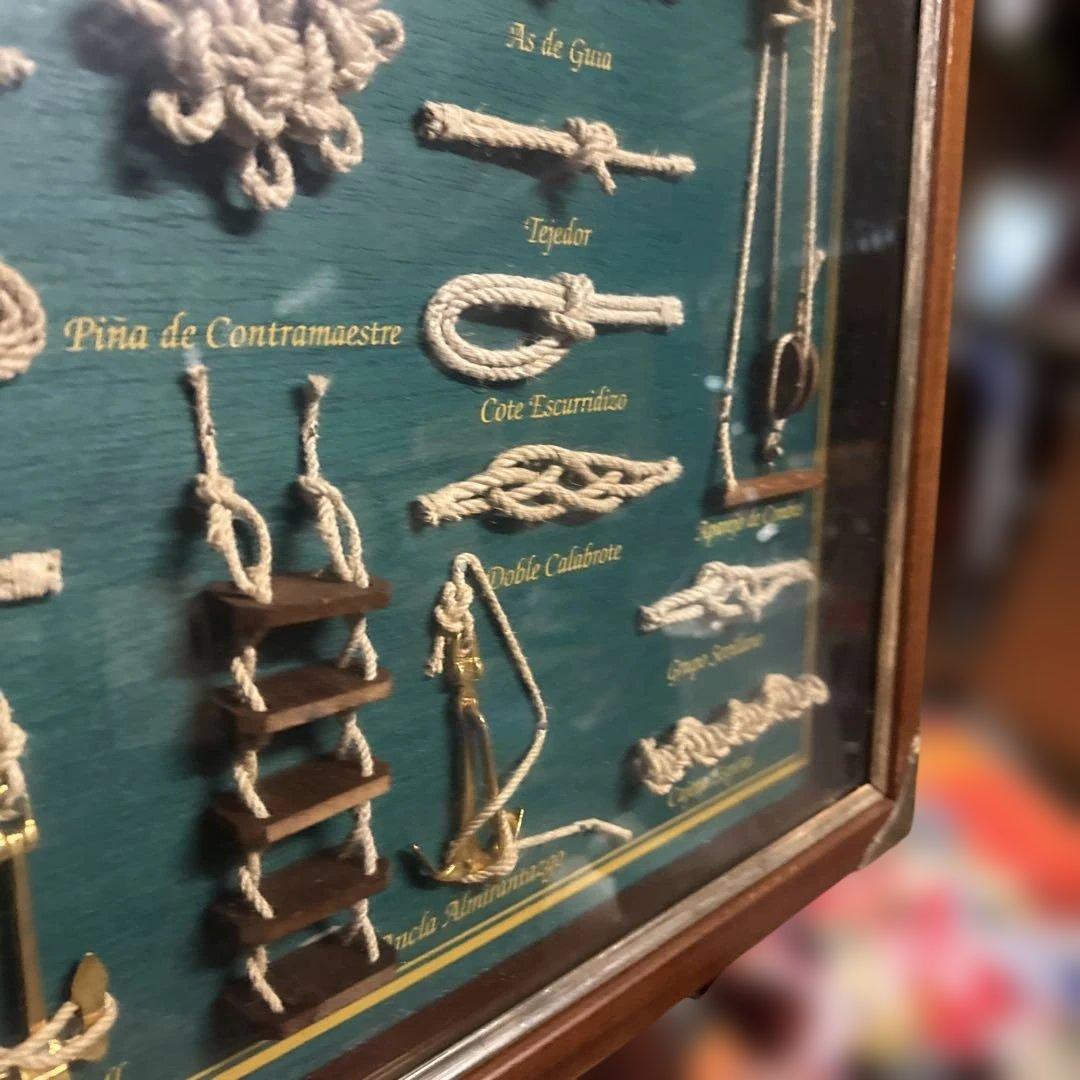 アンティーク ロープワーク 海洋装飾品 フレーム付きアート