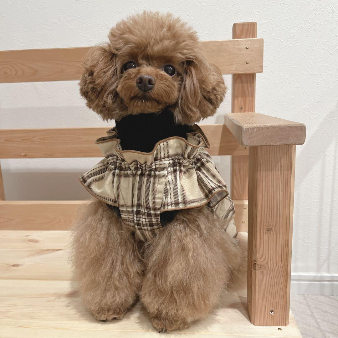 犬服ハンドメイド＊タータンチェックなバルーンタンク