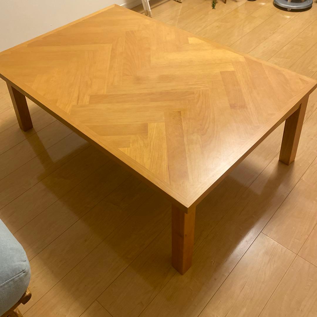 木製ヘリンボーンデザインテーブル おしゃれ こたつ